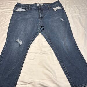Distressed Blue Denim Jeans